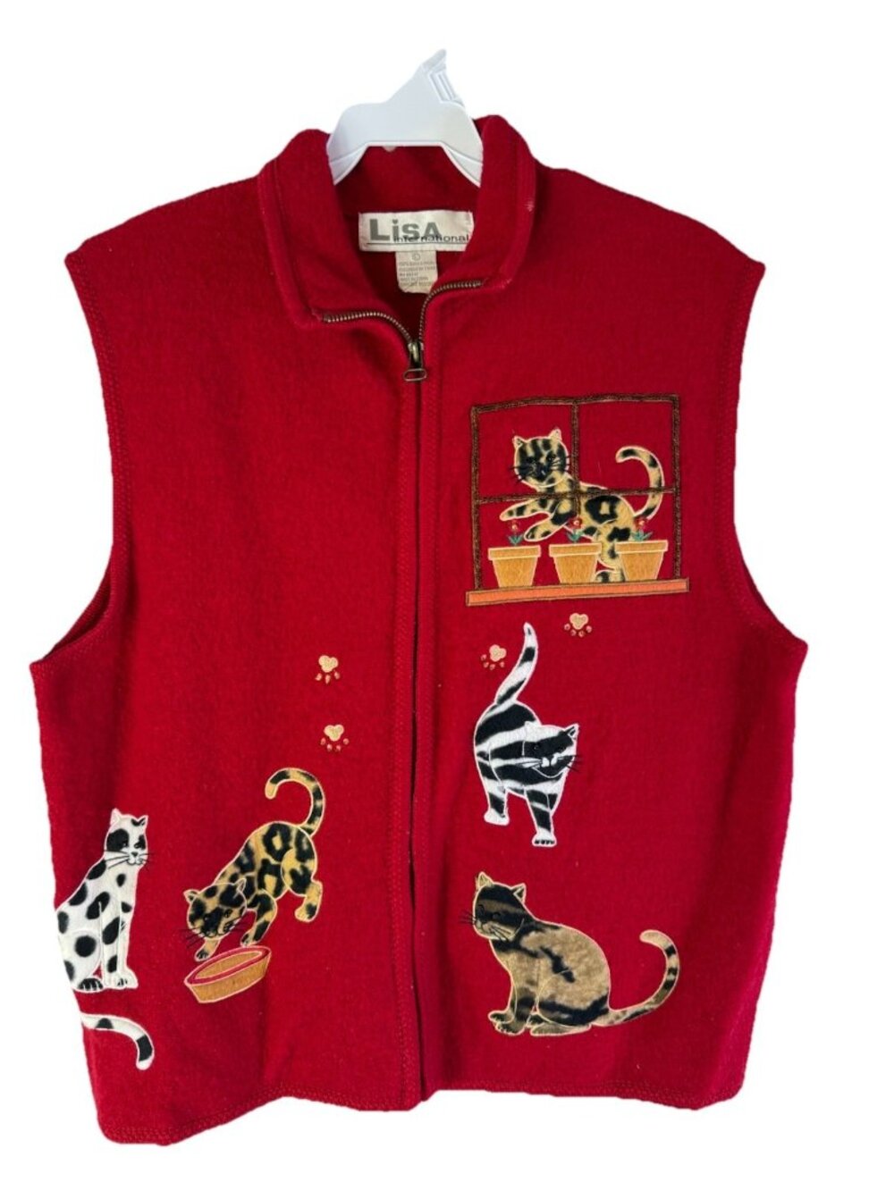 Vintage 90s Whimsical Worsted Wool Sweater Vest Kitty Cat Kittens